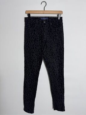 WJ180 {Rachel Rachel Roy} Black Velvet Flocked High Rise Skinny Denim Jeans
